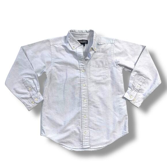 Lands End Boys Dress Shirt Button Down Collared Long Sleeve Blue Size 7 - Picture 1 of 7